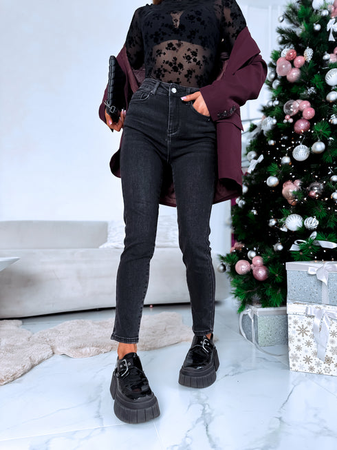 "MERELY HM5363-3" džinsai su pašiltinimu - TAMSIAI PILKI