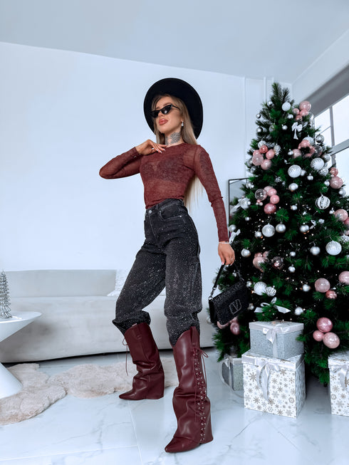 BORDO tīkliņveida tops "DARK BROWNIE"