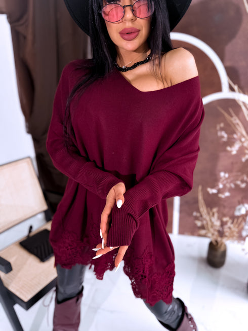 PLUS SIZE sweater "AGAIN 10588" - burgundy