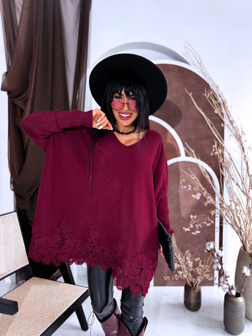 PLUS SIZE sweater "AGAIN 10588" - burgundy