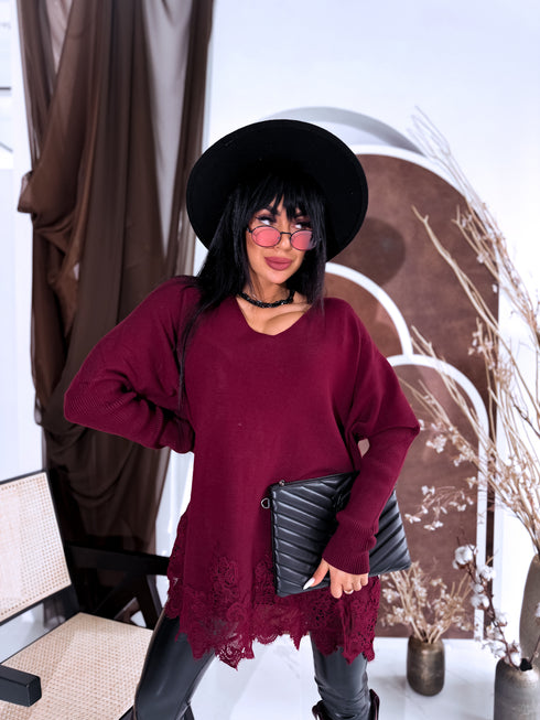 PLUS SIZE sweater "AGAIN 10588" - burgundy