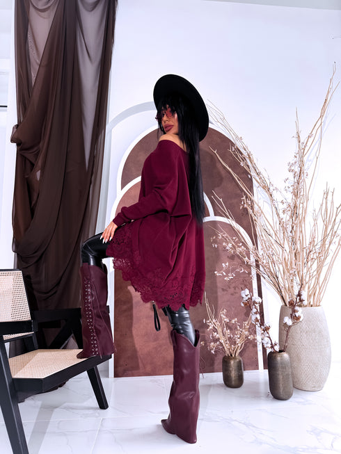 PLUS SIZE sweater "AGAIN 10588" - burgundy