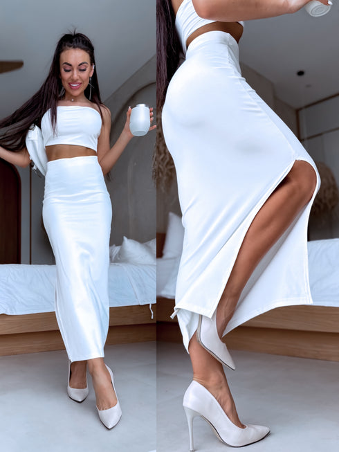 Stretchy skirt "TECHNO VD10702" - WHITE