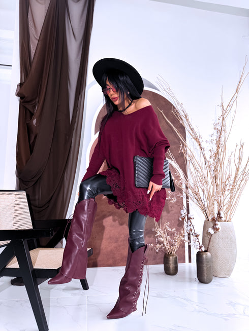 PLUS SIZE sweater "AGAIN 10588" - burgundy