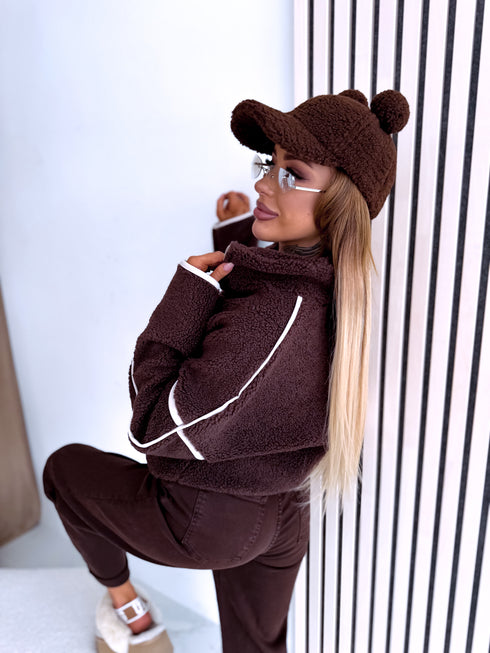 Sweater "TEDDY HEARTS W1263" - CHOCO