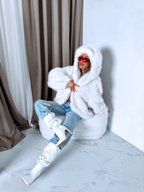 "FURORA PH6710" faux fur jacket - LIGHT BEIGE