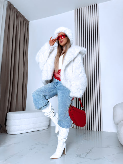 "FURORA PH6710" faux fur jacket - LIGHT BEIGE