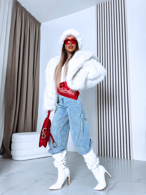 "FURORA PH6710" faux fur jacket - LIGHT BEIGE