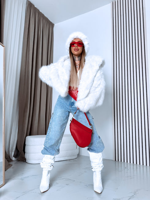 "FURORA PH6710" faux fur jacket - LIGHT BEIGE