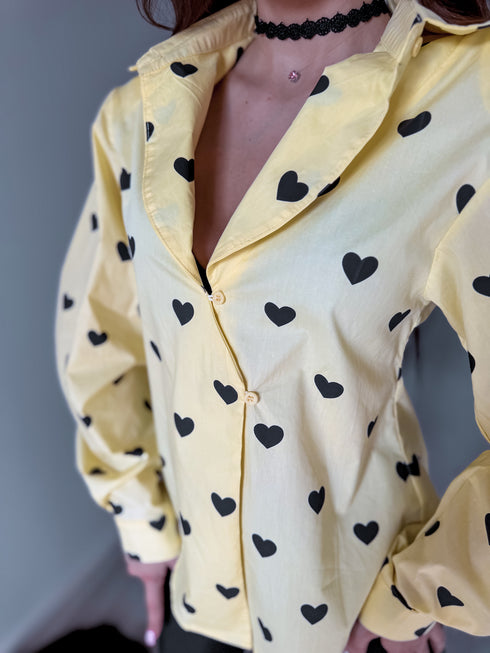 Medvilnės marškiniai "HONEY HEARTS" H13782 - GELTONA