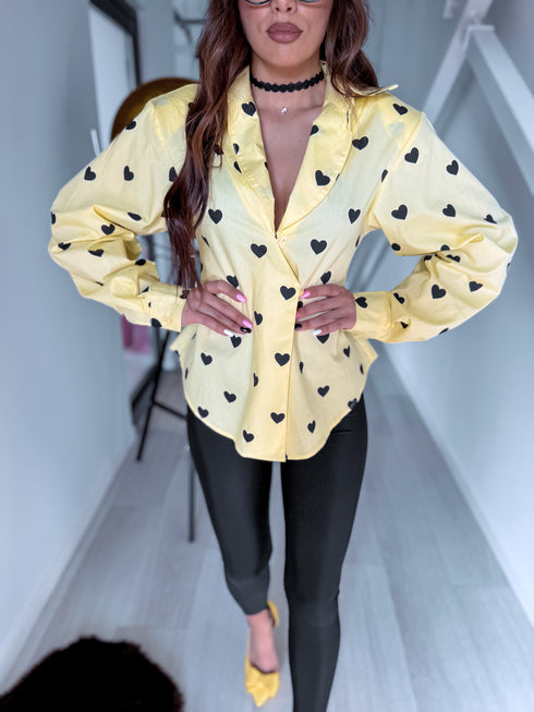 Medvilnės marškiniai "HONEY HEARTS" H13782 - GELTONA