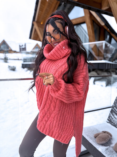 ELYNDI extended wool sweater - CORAL