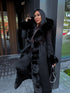 Coat with sewn-in fluff squares - black PRE-ORDER