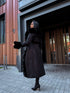 Coat with sewn-in fluff squares - black PRE-ORDER