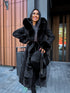 Coat with sewn-in fluff squares - black PRE-ORDER