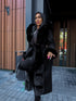 Coat with sewn-in fluff squares - black PRE-ORDER