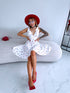 Short dress "WILD CHERRY" F-29 - WHITE
