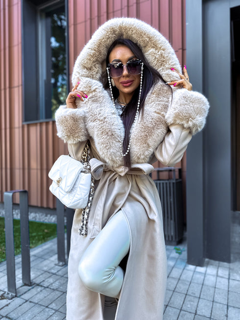 Mētelis ar pūku "CLOSURE" FC76 - bēšs