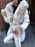 Puffy parka with fluff - light beige pre-order