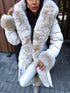 Puffy parka with fluff - light beige pre-order