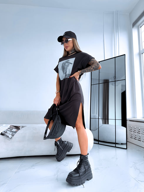 Kleita ar animāciju "DON'T THINK" - tumši pelēka