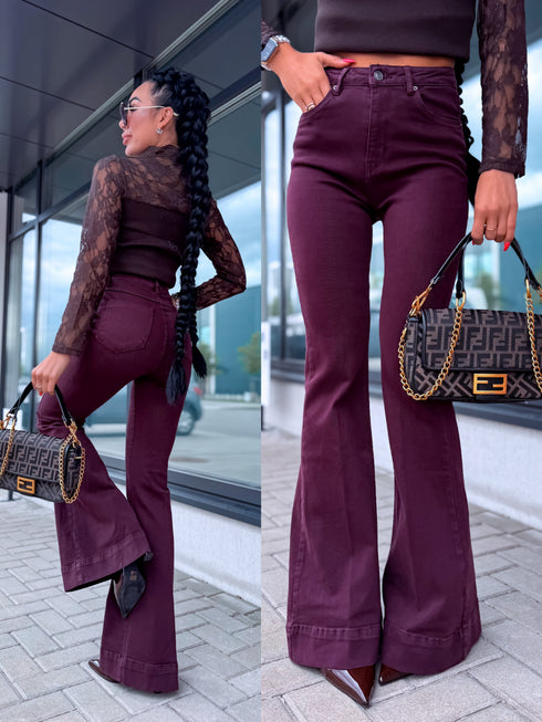 FLARED džinsa bikses "PURE BORDO" S009-132
