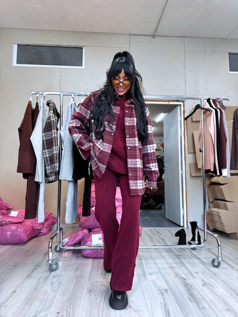 Plaid shirt "RAINY DAY" VMC58- BURGUNDY