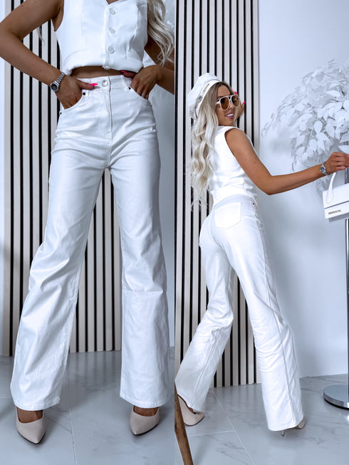 WIDE LEG bikses K603-135 "WHITE LEATHER"