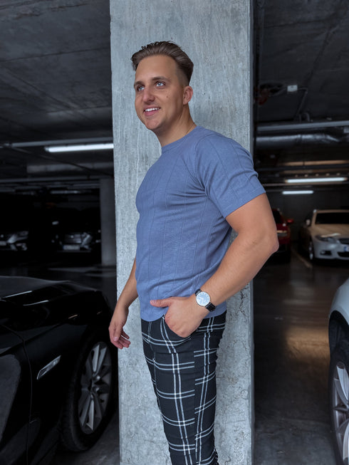 Adīta vīriešu bītlene ar T-krekla piedurknēm - pelēka