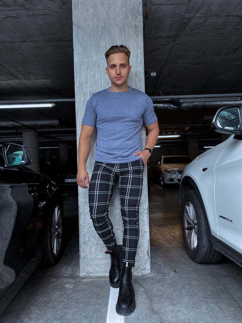 Adīta vīriešu bītlene ar T-krekla piedurknēm - pelēka