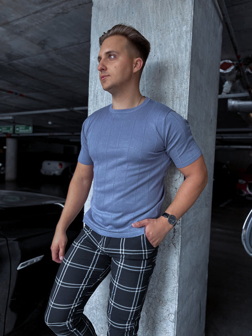 Adīta vīriešu bītlene ar T-krekla piedurknēm - pelēka