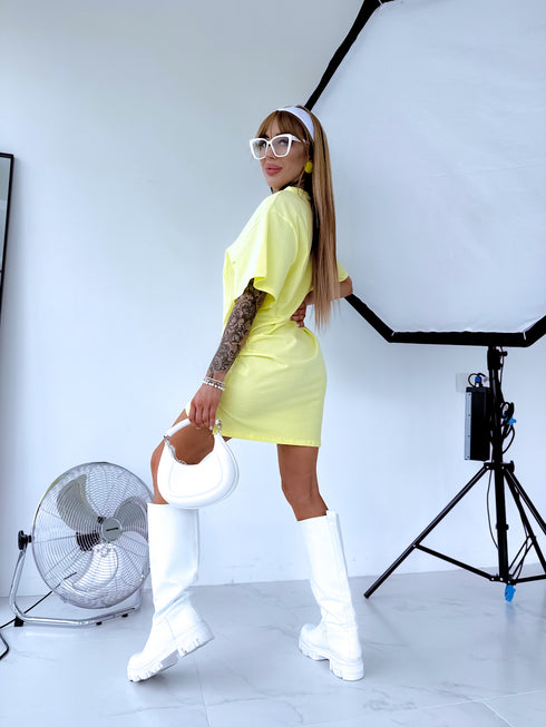 OVERSIZE kokvilnas T-krekls "MALAGA" - DZELTENS