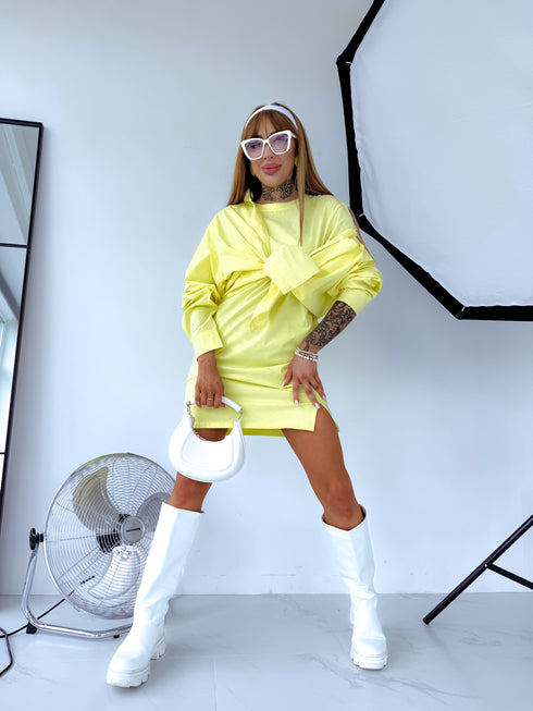 OVERSIZE kokvilnas T-krekls "MALAGA" - DZELTENS