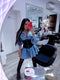Denim dress + belt "CLUB TR0840" - BLUE