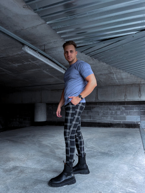 Adīta vīriešu bītlene ar T-krekla piedurknēm - pelēka