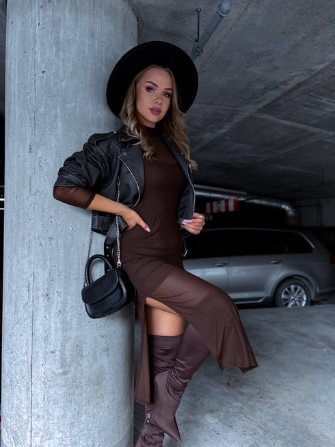 Tinklinė suknelė ilgomis rankovėmis + apatiniai sijonai - CHOCO