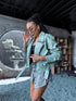 Crop faux leather jacket MU03 - pistachio green
