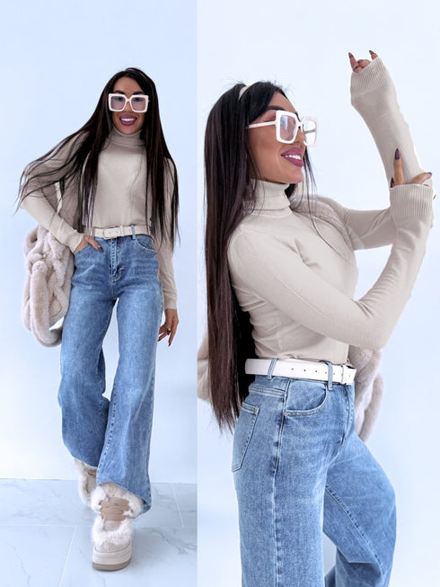 Klasikinis megztinis - ŠVIESIAI SMĖLINĖ