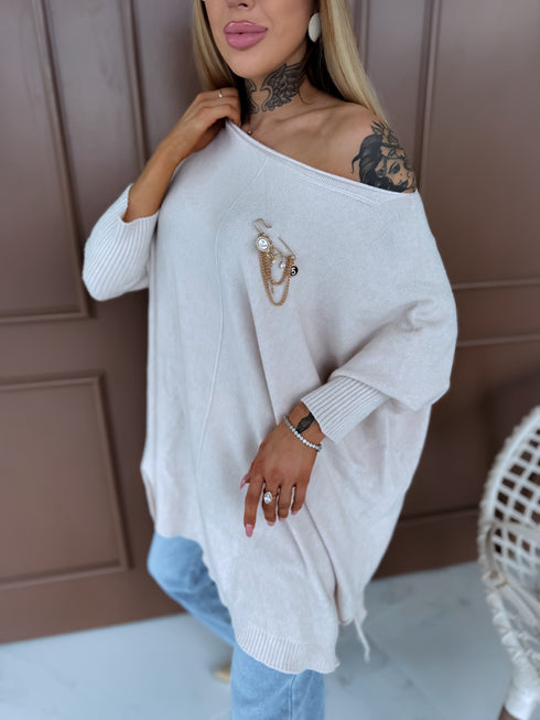 ELYNDI свитер большого размера "TULIP 37744" - светло-бежевый