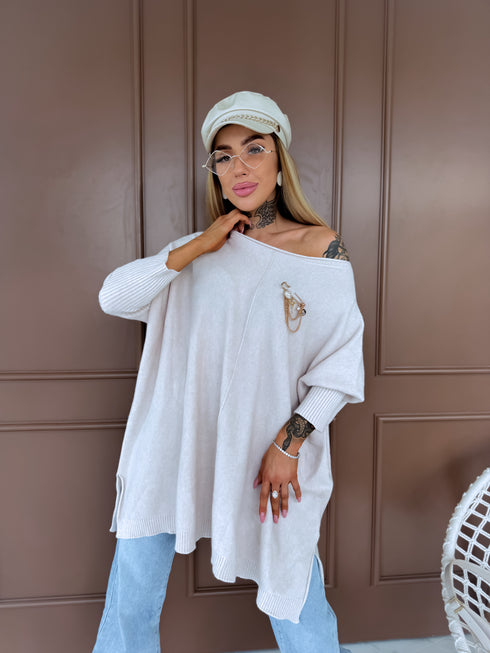 ELYNDI свитер большого размера "TULIP 37744" - светло-бежевый