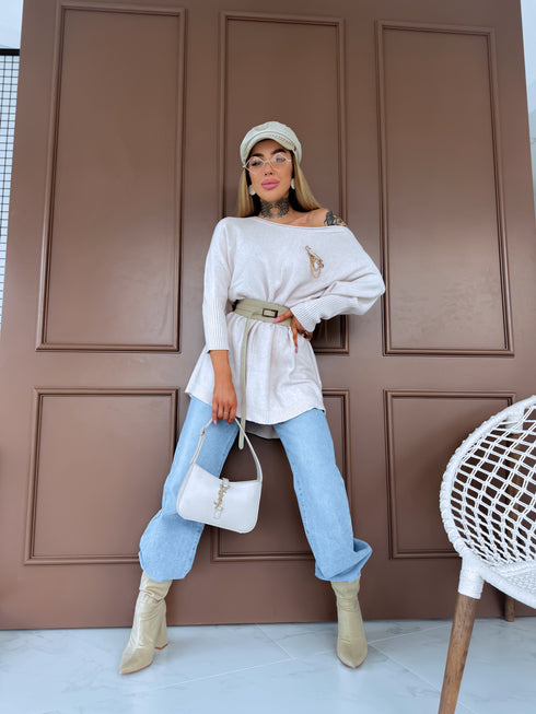 ELYNDI свитер большого размера "TULIP 37744" - светло-бежевый