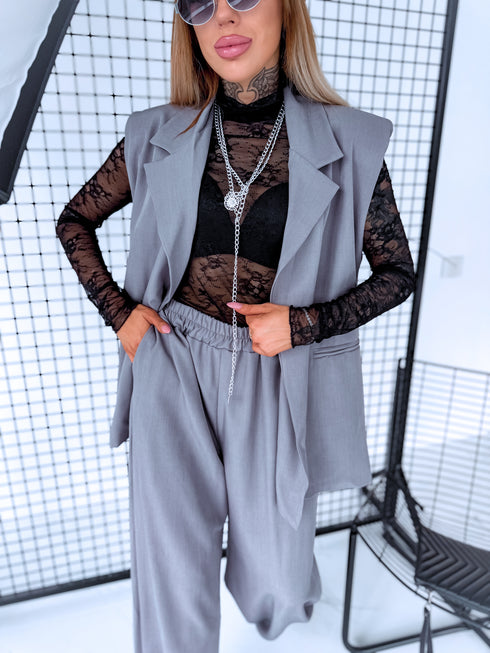 Komplekts "INTENSE 22666" - liemenė + kelnės - PILKA