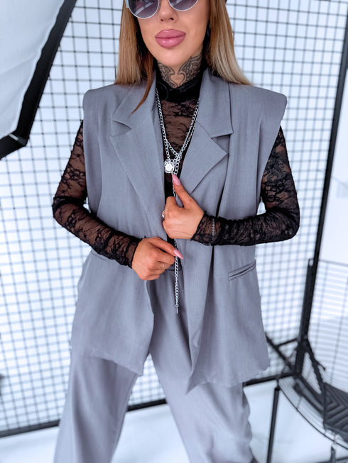 Komplekts "INTENSE 22666" - liemenė + kelnės - PILKA