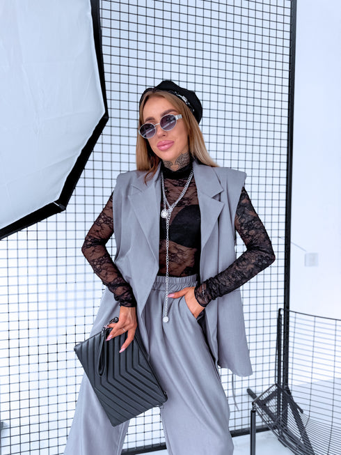 Komplekts "INTENSE 22666" - liemenė + kelnės - PILKA