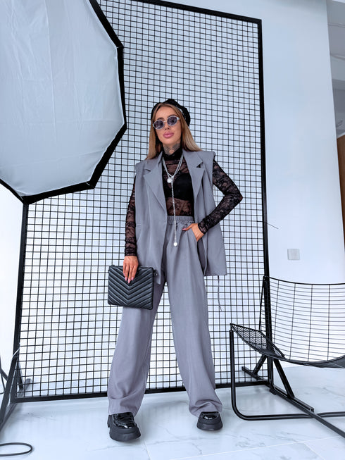 Komplekts "INTENSE 22666" - liemenė + kelnės - PILKA