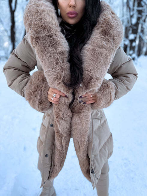 PUFĪGĀ parka ar pūku - kapučīno PRE-ORDER