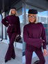 Džemperis + diržas "PARIS LACE 06190" - BAKLAŽANO VIOLETINĖ