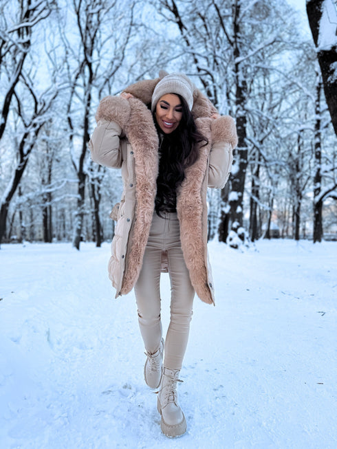 PUFĪGĀ parka ar pūku - kapučīno PRE-ORDER