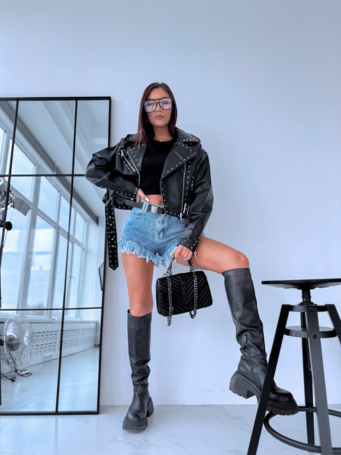 Džinsa šorti ar bārkstīm "MANNERS TR410" - TUMŠI ZILI