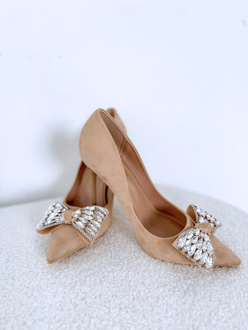 Batai "CRYSTAL BOW" - smėlio spalvos